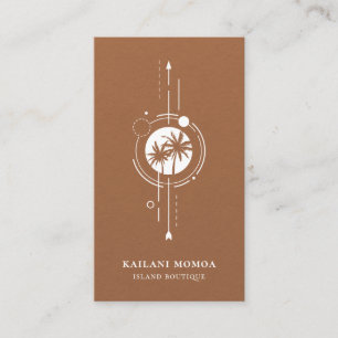 Moderne geometrische Palmenstrand-Logo Visitenkarte
