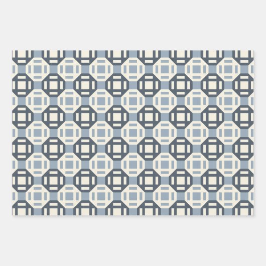 Moderne geometrische Patchwork-inspirierte Musteru Geschenkpapier Set (Vorderseite)