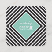 MODERNE GEOMETRISCHE PATTERN Schwarz-weiße Minze Quadratische Visitenkarte (Vorderseite)