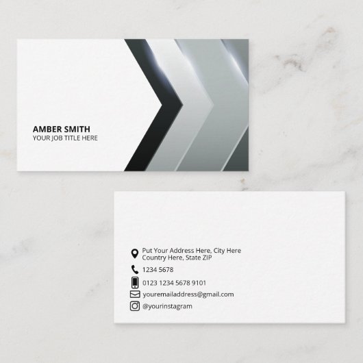 Moderne geometrische Pfeile | Symbole auf Weiß Visitenkarte (Vorne/Hinten)