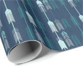 Moderne geometrische Pfeilmuster - Navy, Teal, Gra Geschenkpapier (Rolleneckpunkt)