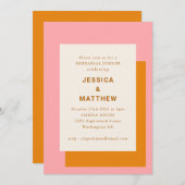 Moderne geometrische Probe Abendessen Rosa und Ora Einladung (Vorne/Hinten)