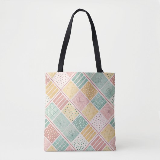 Moderne geometrische Punkte-Gingham-Muster Tasche (Vorderseite)