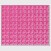Moderne geometrische Quadrate, Fuchsia und Light P Geschenkpapier (Flach)