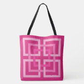 Moderne geometrische Quadrate, Fuchsia und Light P Tasche (Rückseite)