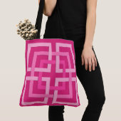 Moderne geometrische Quadrate, Fuchsia und Light P Tasche (Von Nahem)