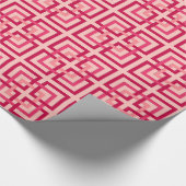 Moderne geometrische Quadrate, Korallenrosa und Ro Geschenkpapier (Ecke)