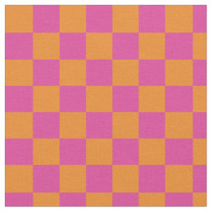 Moderne geometrische Quadrate Rosa Orange kardiert Stoff