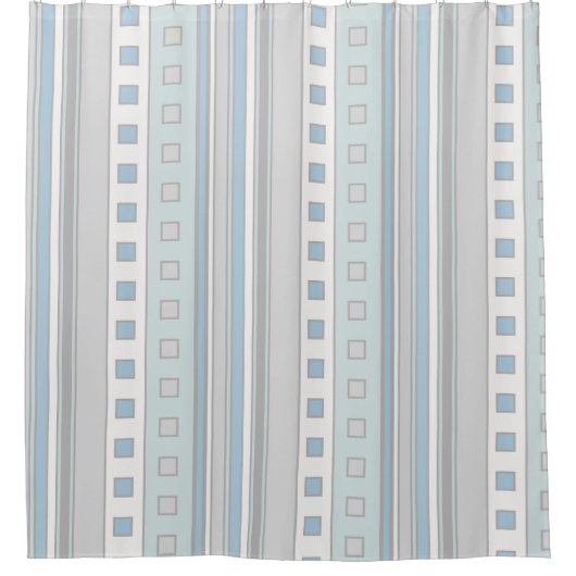 Moderne geometrische Quadrate und Streifen, Meergl Duschvorhang (Vorderseite)