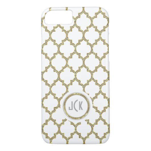 Moderne geometrische Quatrefolie aus Weiß & Glitze Case-Mate iPhone Hülle (Rückseite)
