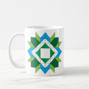Moderne geometrische Quilt-Star-Mosaik-Blau-Grün-K Kaffeetasse