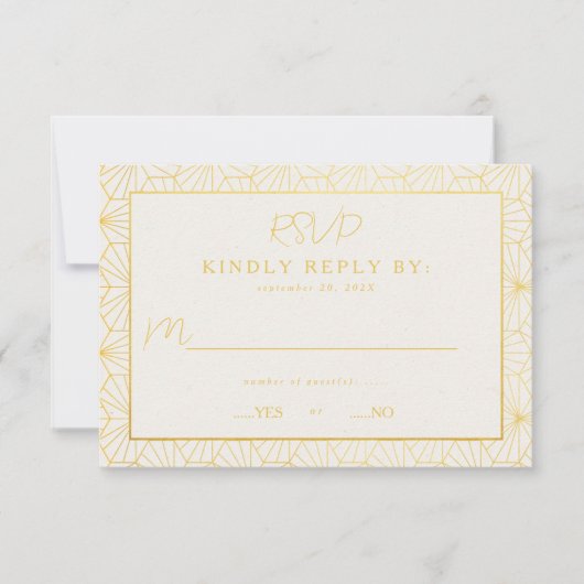 Moderne geometrische Rahmen-Hochzeit RSVP Karte (Vorderseite)