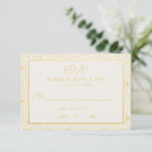 Moderne geometrische Rahmen-Hochzeit RSVP Karte (Stehend Vorderseite)
