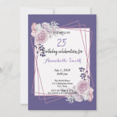 Moderne geometrische Rahmen lila florale Geburtsta Einladung (Vorderseite)