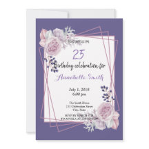 Moderne geometrische Rahmen lila florale Geburtsta