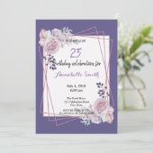 Moderne geometrische Rahmen lila florale Geburtsta Einladung (Stehend Vorderseite)