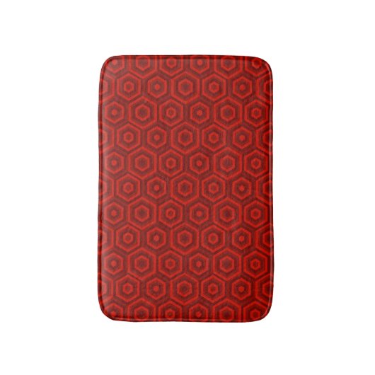 Moderne geometrische Red Nested Hexagons Badematte (Vorderseite Vertikal)