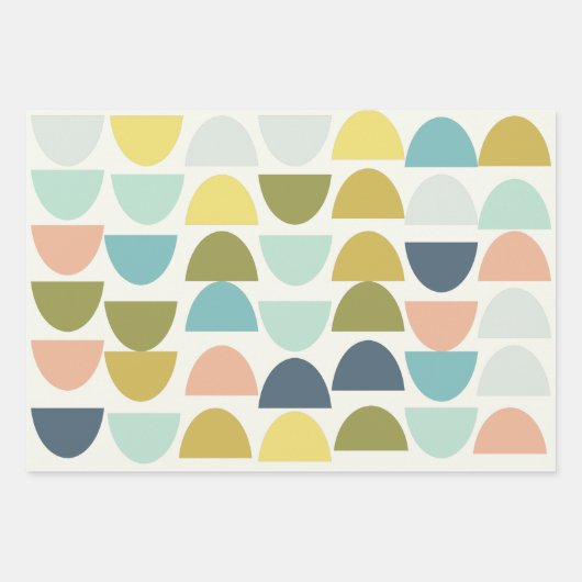 Moderne geometrische Retro-Bogenmuster Erdfarben Geschenkpapier Set (Vorderseite)