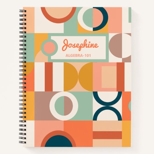 Moderne geometrische Retro-farbenfrohe Custom Scho Notizblock (Vorderseite)