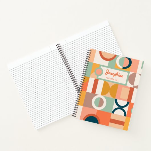 Moderne geometrische Retro-farbenfrohe Custom Scho Notizblock (Innenseite)