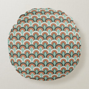 Moderne geometrische Retro-Fünfziger-Jahre-Muster  Rundes Kissen