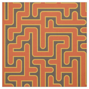 Moderne geometrische Retro-Labyrinth-Muster #2 Stoff
