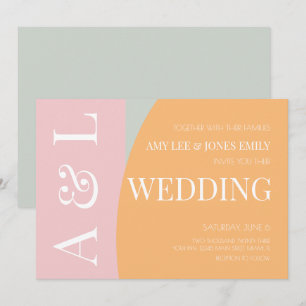Moderne geometrische rosa Minze helle Hochzeit  Einladung