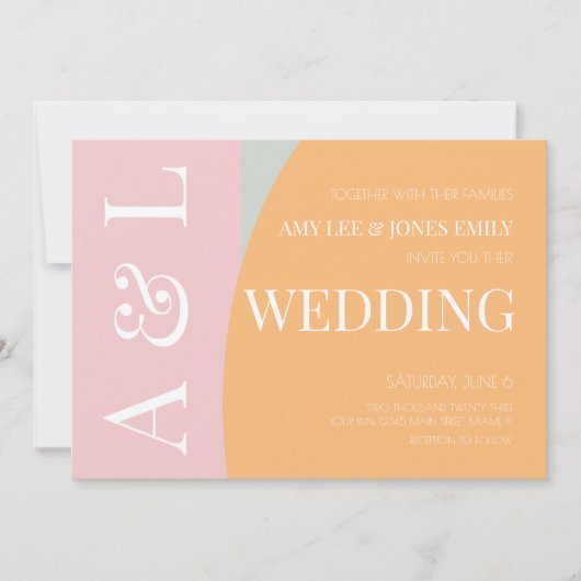 Moderne geometrische rosa Minzebracht Einladung (Vorderseite)