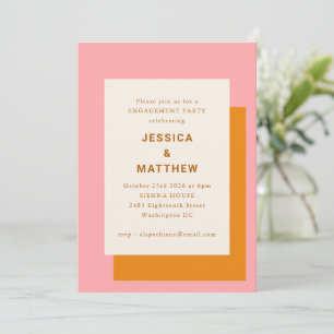 Moderne geometrische rosa Orange-Engagement-Partei Einladung
