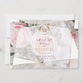 Moderne geometrische rosa Rosenhochzeit speichern Save The Date (Vorderseite)