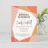 Moderne geometrische rosa und orangefarbene Formen Einladung (Stehend Vorderseite)