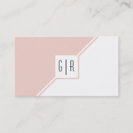 Moderne geometrische rosa und weiße Monogramm Visitenkarte