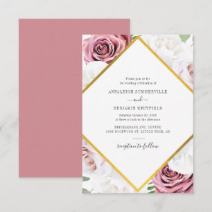 Moderne geometrische Rose Gold Botanische Hochzeit Einladung