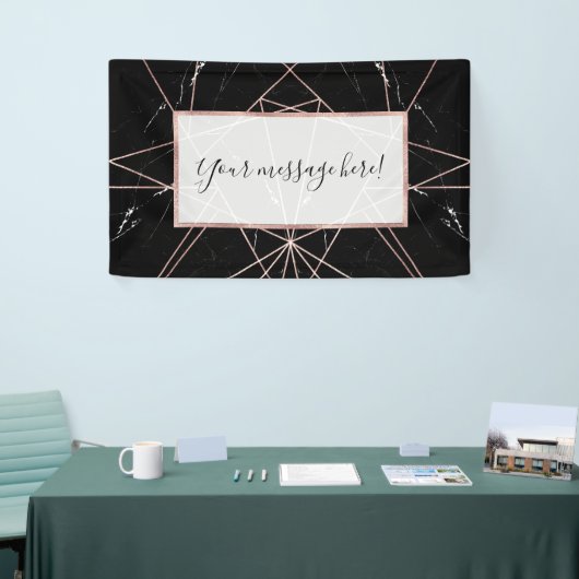 Moderne geometrische Rose - Goldmarmor-Dreiecke Banner (Messeveranstaltung)