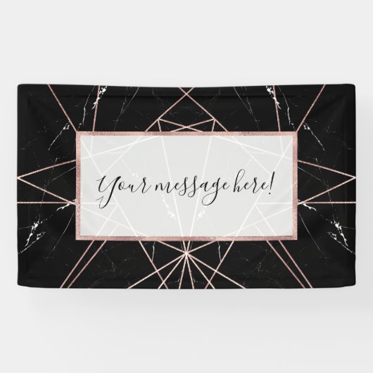 Moderne geometrische Rose - Goldmarmor-Dreiecke Banner (Horizontal)