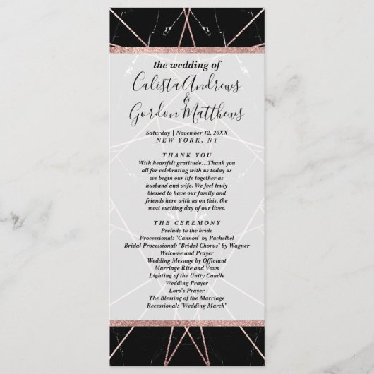 Moderne geometrische Rose - Goldmarmor-Dreiecke Programm (Vorderseite)