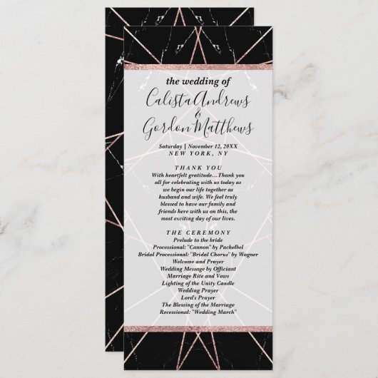 Moderne geometrische Rose - Goldmarmor-Dreiecke Programm (Vorne/Hinten)