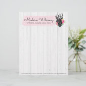 Moderne geometrische Rose Hirsch und Shabby Rustik Briefbogen (Stehend Vorderseite)