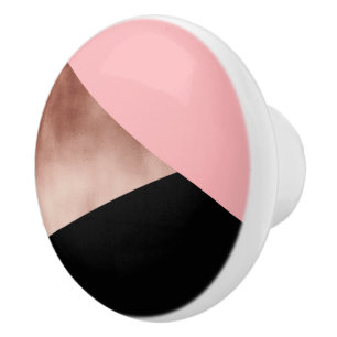 Moderne geometrische Rose in goldfarbenem Rosa Keramikknauf