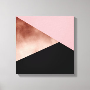 Moderne geometrische Rose in goldfarbenem Rosa Leinwanddruck