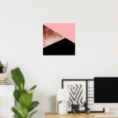 Moderne geometrische Rose in goldfarbenem Rosa Poster (Heimbüro)