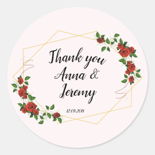 Moderne geometrische Rote Blume Glitzer Klassik Runder Aufkleber (Vorderseite)