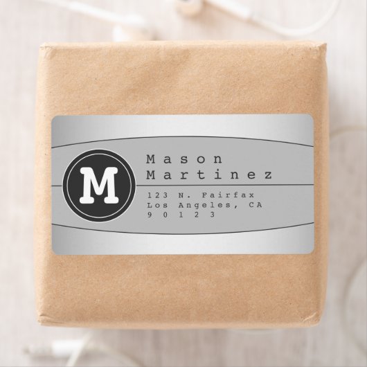 Moderne geometrische Rücksendeadresse für Monogram (Insitu)