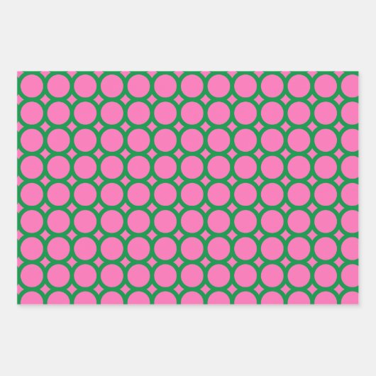 Moderne geometrische Rundform Grün/Rosa Geschenkpapier Set (Vorderseite 2)