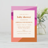 Moderne geometrische Rust Lilac Coral Baby Dusche Einladung (Stehend Vorderseite)
