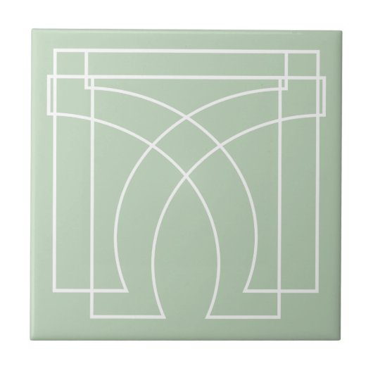 Moderne geometrische Salbeigrün Fliese (Vorderseite)