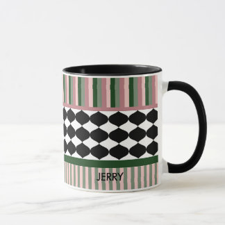 Moderne geometrische Salbeigrün Rosa personalisier Tasse