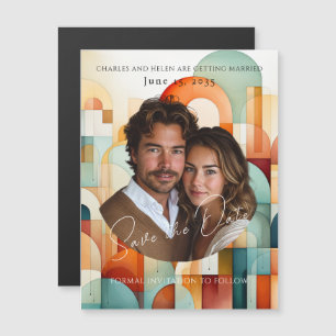Moderne geometrische Save-the-Date-Photo-Magnet Magnetkarte