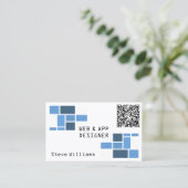 Moderne geometrische Schablone mit QR Code Visitenkarte (Stehend Vorderseite)