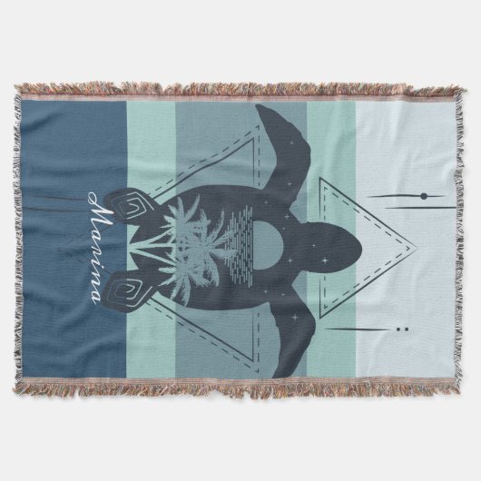 Moderne geometrische Schildkröte Personalisiert Decke (Vorderseite)